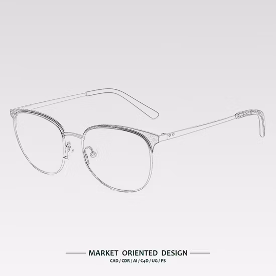 Métal avec montures optiques de mode pour femme à sourcils en acétate